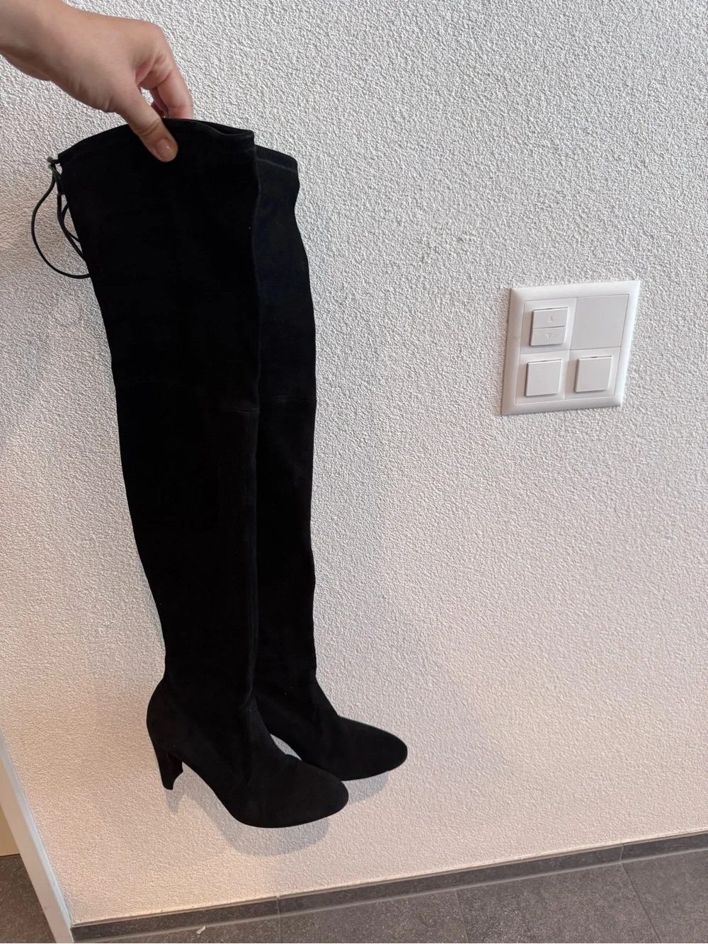 Stuart Weitzman Black Over-the-Knee Suede Boots